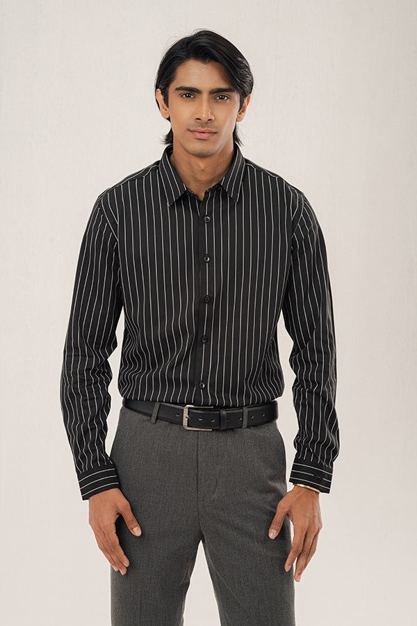 Formal Striped Black Shirt FS-0615