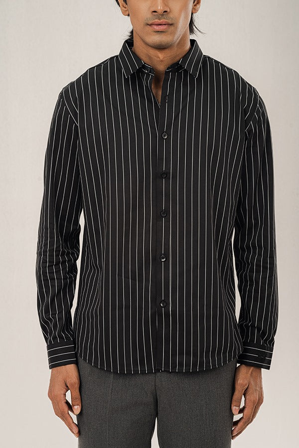 Formal Striped Black Shirt FS-0615