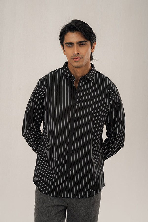 Formal Striped Black Shirt FS-0615