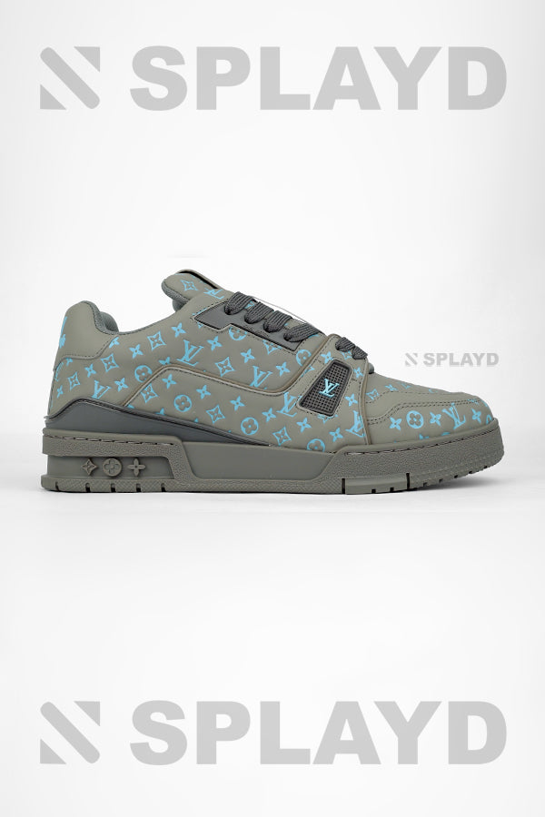 LV Trainer #54 Embossed Gray Blue