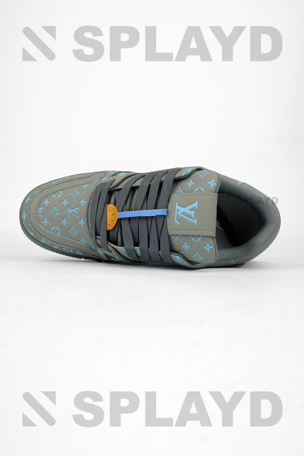 LV Trainer #54 Embossed Gray Blue