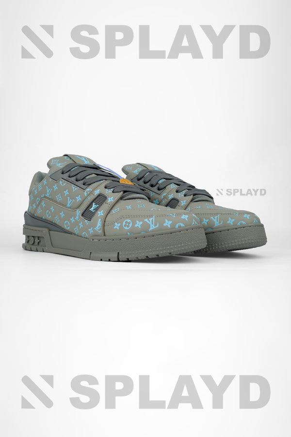 LV Trainer #54 Embossed Gray Blue