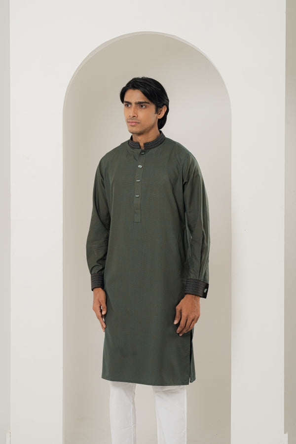 Chevron Leaf Green panjabi-0509