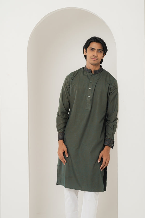 Chevron Leaf Green panjabi-0509