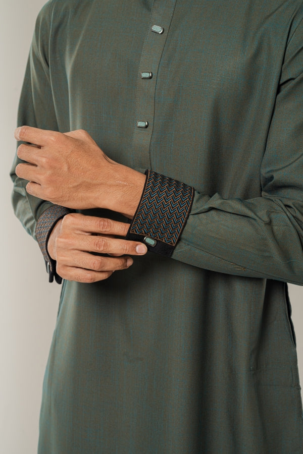 Chevron Leaf Green panjabi-0509