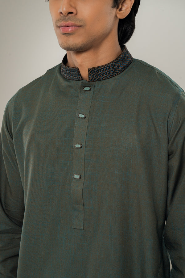 Chevron Leaf Green panjabi-0509