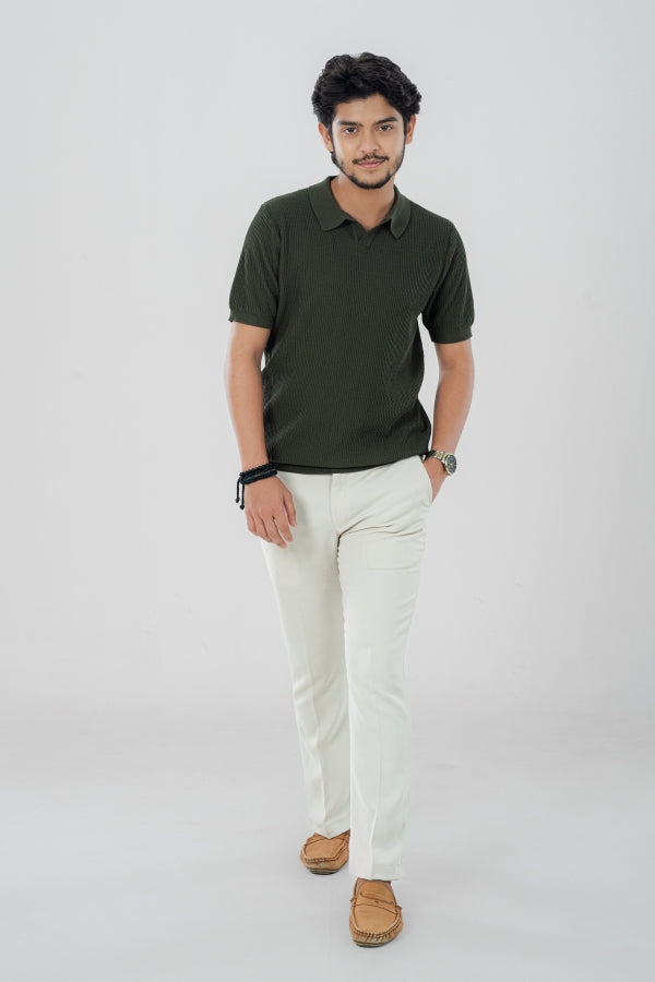 Voguish Vneck Olive Polo Shirt PS-0297