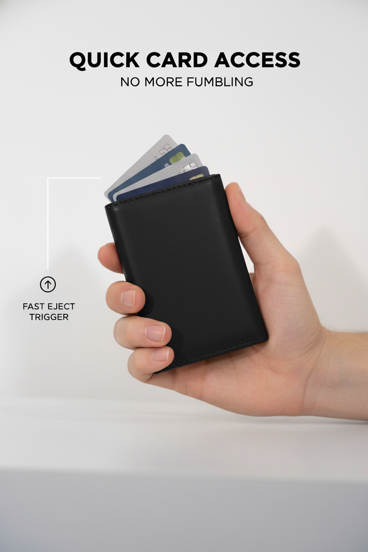 Pop Up Black Leather Wallet PW-00129 SPLAYD