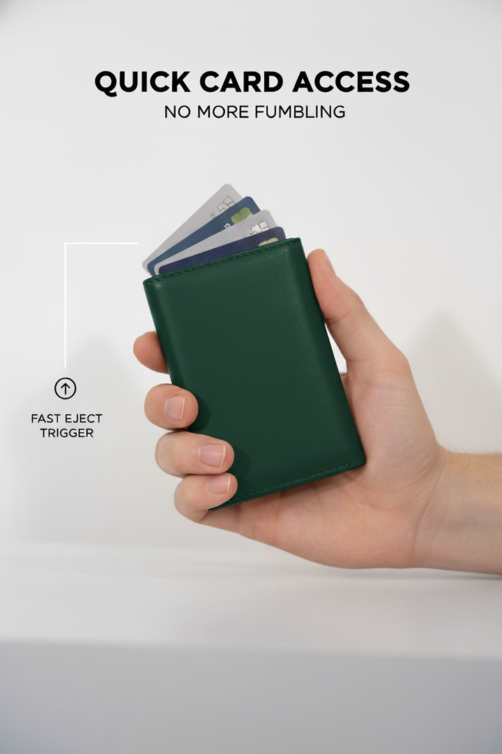 Pop Up Green Leather Wallet PW-00133 SPLAYD