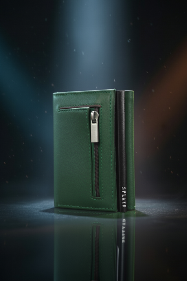 Pop Up Green Leather Wallet PW-00133 SPLAYD