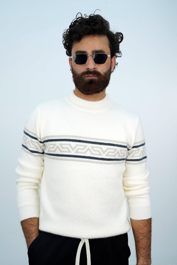 Meander White Sweater SW-3504 SPLAYD