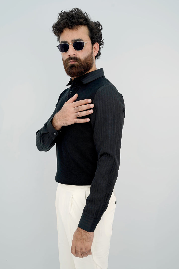 Lapel Faux Black Sweater LFSW-3513 SPLAYD