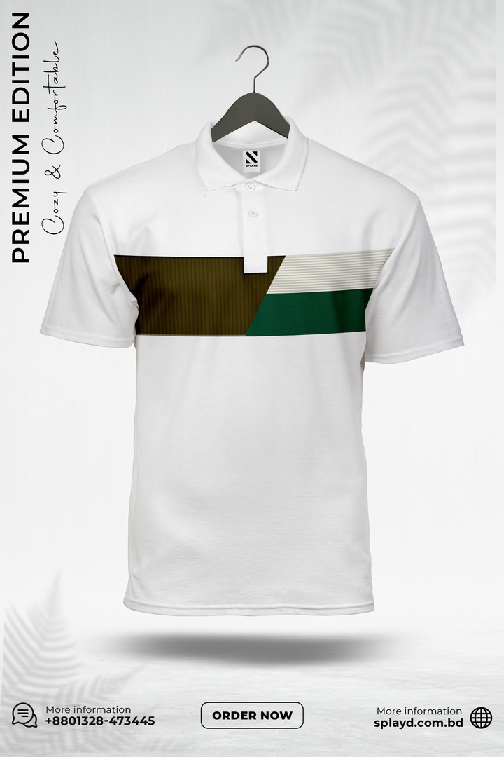 Jazzy Button White Polo Shirt PS-0342 SPLAYD