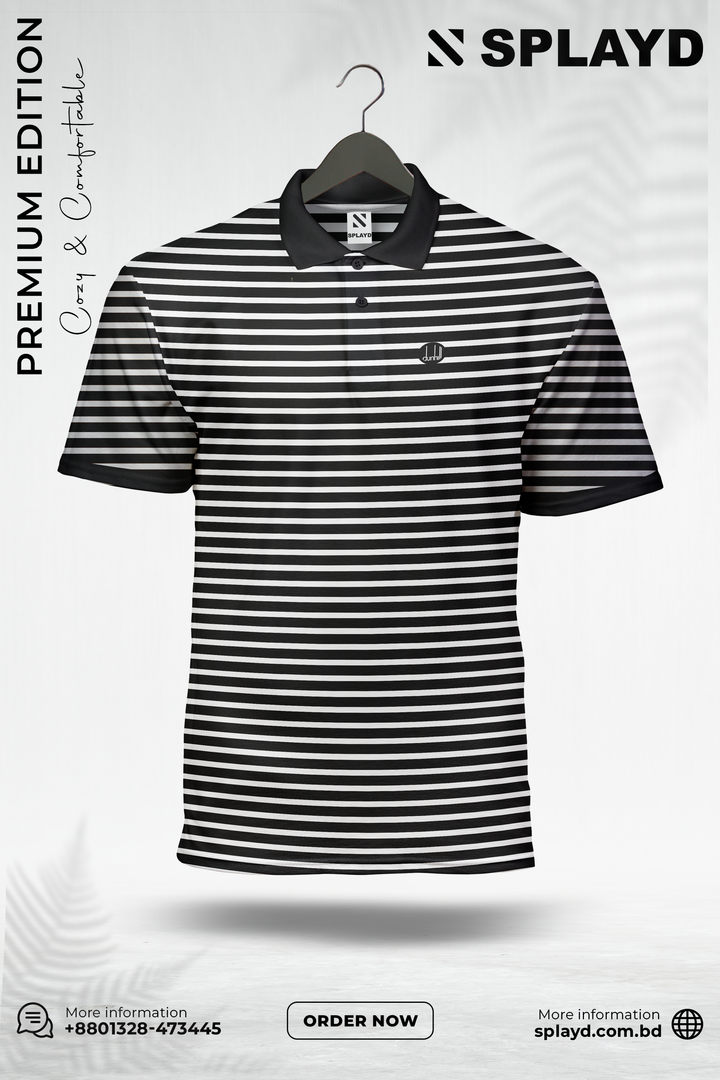 Dhill Stripped Black Polo Shirt PS-0349 SPLAYD
