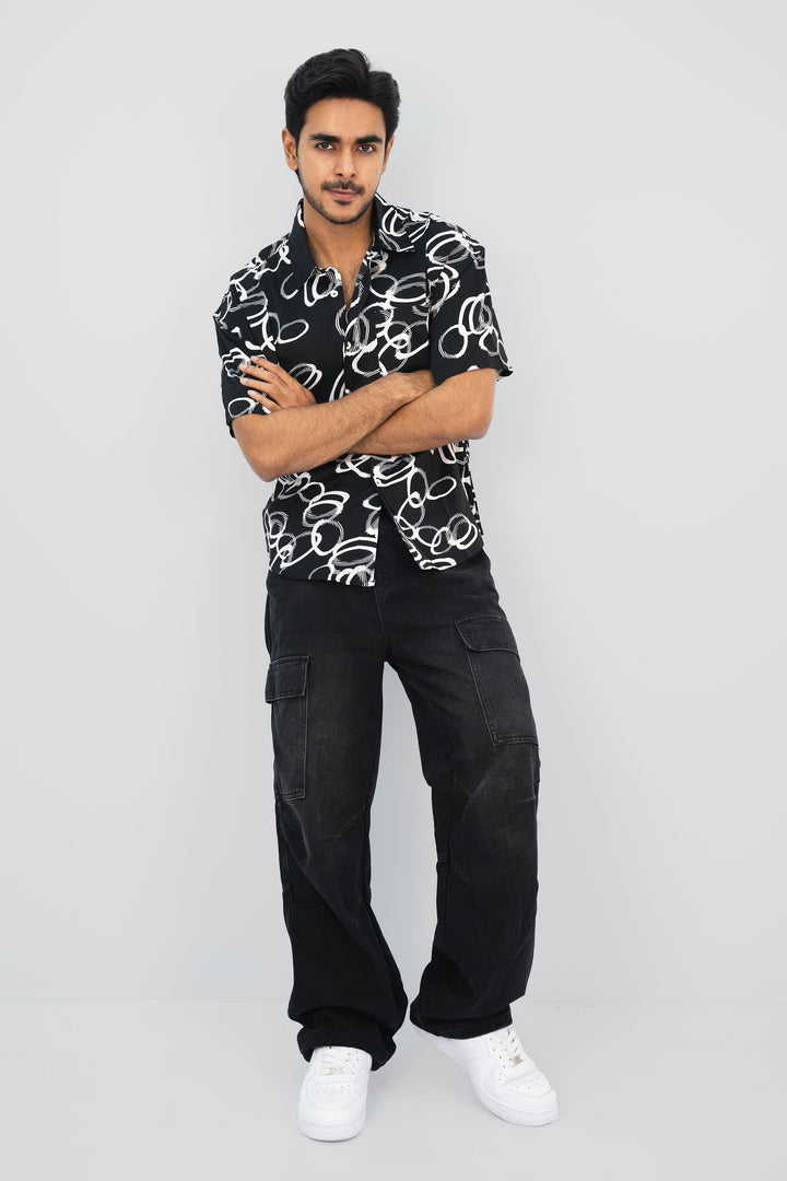 Swirl Black Half Shirt HS-2627 (S-3XL) SPLAYD