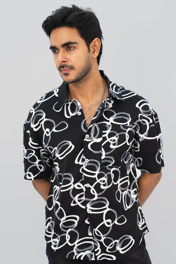 Swirl Black Half Shirt HS-2627 (S-3XL) SPLAYD