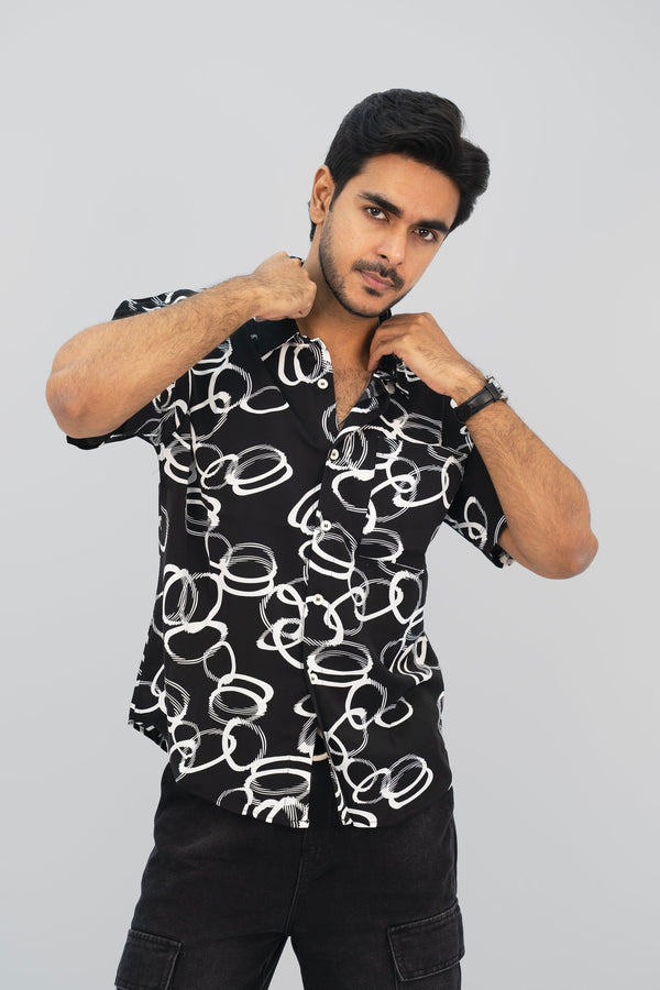 Swirl Black Half Shirt HS-2627 (S-3XL) SPLAYD