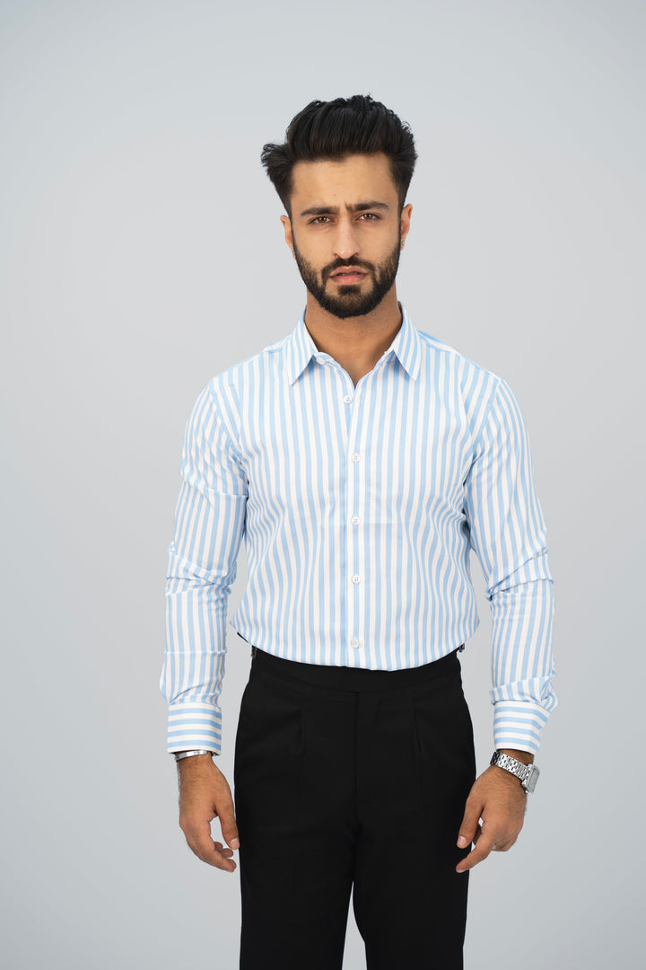 Formal Stripy Blue Shirt FS-2449 SPLAYD