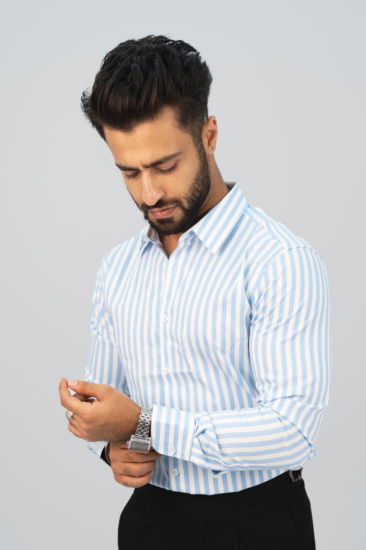 Formal Stripy Blue Shirt FS-2449 SPLAYD
