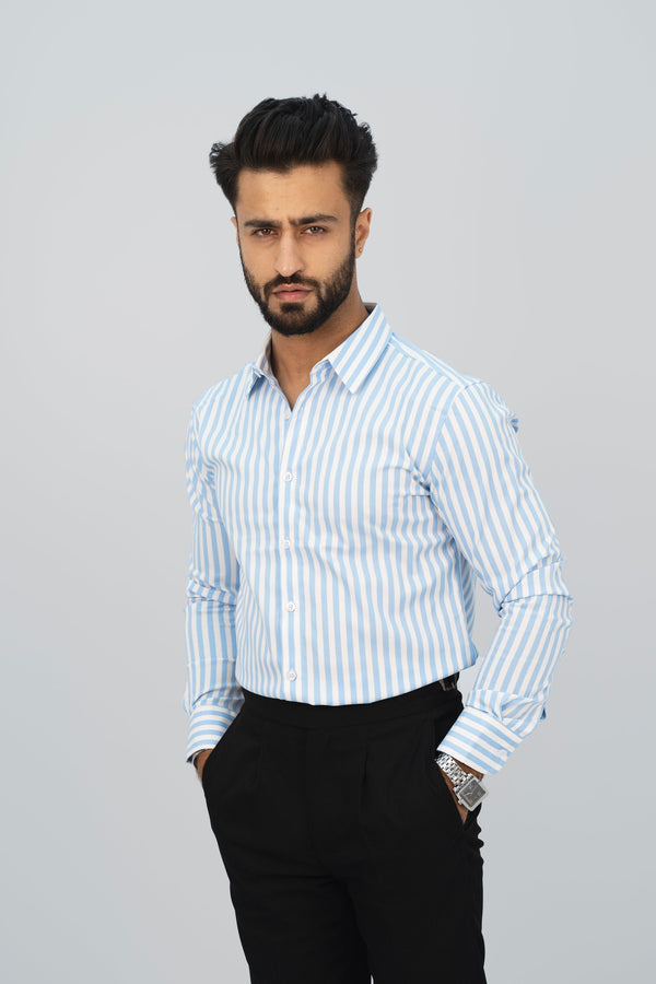 Formal Stripy Blue Shirt FS-2449 SPLAYD