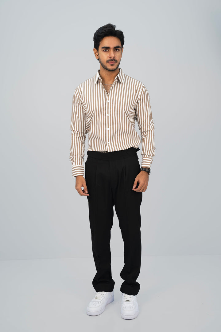 Formal Stripy Brown Shirt FS-2451 Splayd
