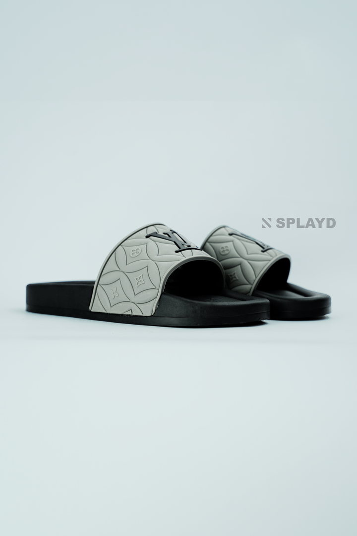 LV Monogram Gray Black Slide SPLAYD