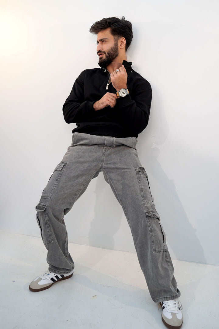 Ace Black Zip SweatShirt SS-3326 SPLAYD