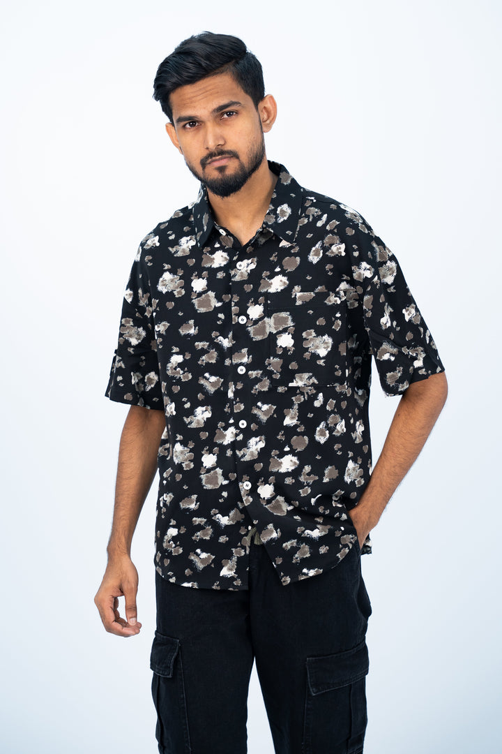 Leopard Black Half Shirt HS-2630 SPLAYD