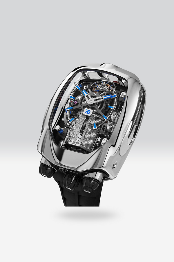 Jacob & Co Bugatti Watch Chiron Tourbillon Skeleton White SPLAYD