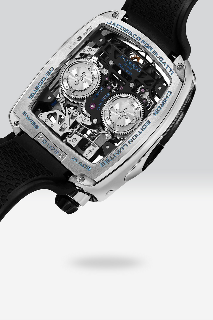 Jacob & Co Bugatti Watch Chiron Tourbillon Skeleton White SPLAYD