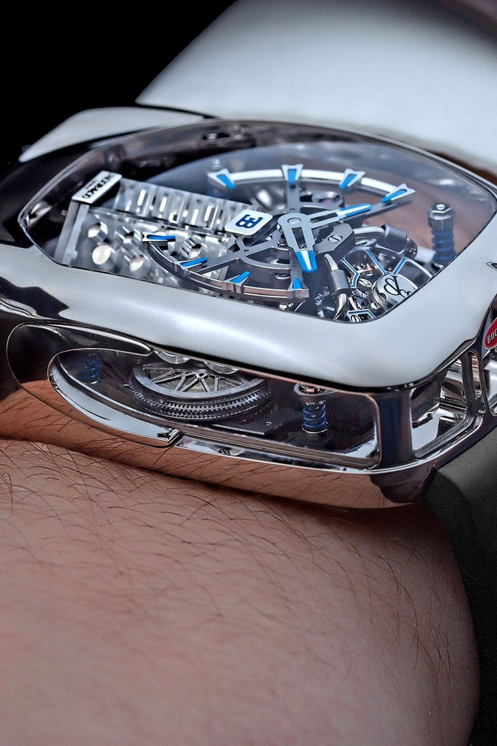 Jacob & Co Bugatti Watch Chiron Tourbillon Skeleton White SPLAYD