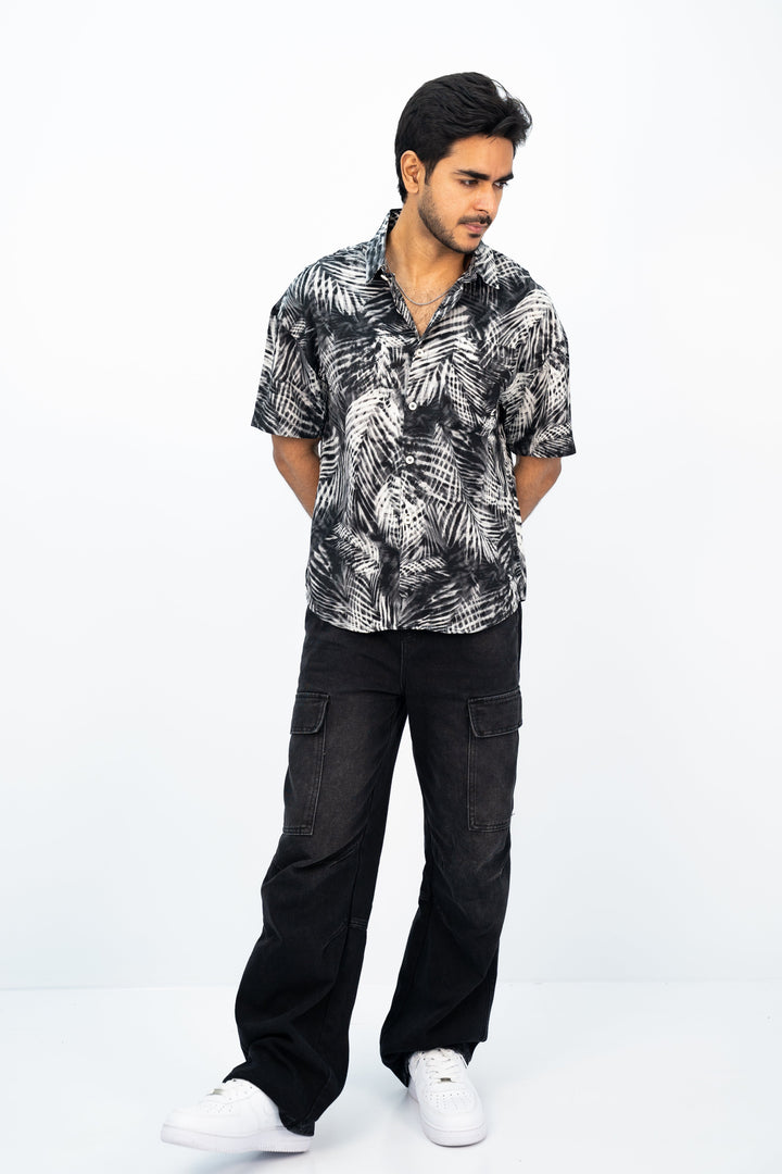 Pinnate Black Half Shirt HS-2631 SPLAYD