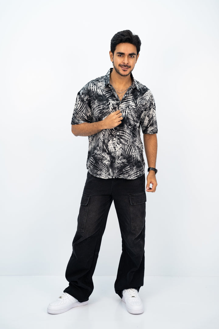 Pinnate Black Half Shirt HS-2631 SPLAYD