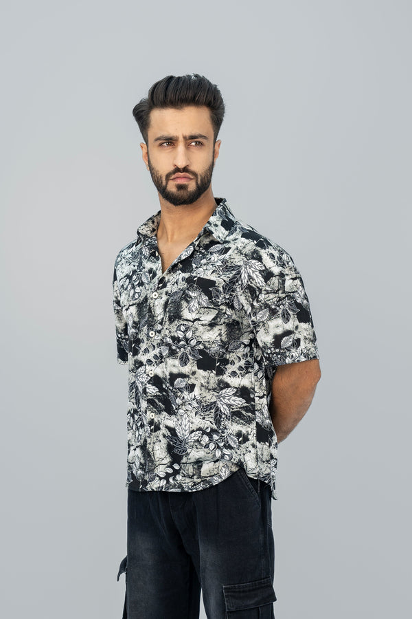 Leaf Black Half Shirt HS-2634 SPLAYD