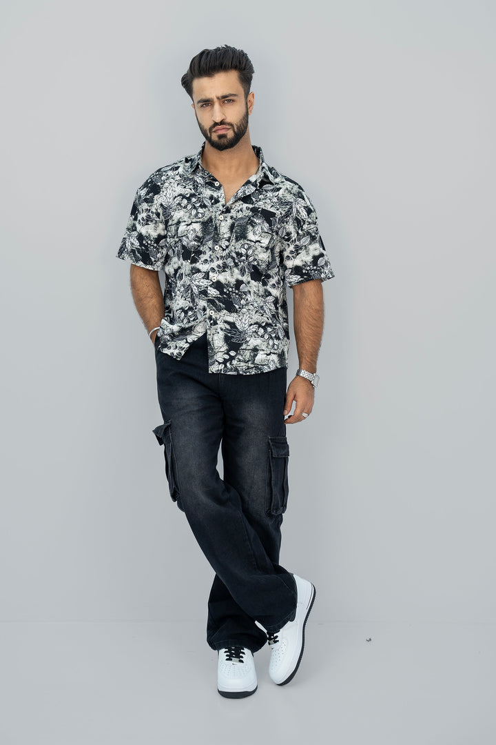 Leaf Black Half Shirt HS-2634 SPLAYD