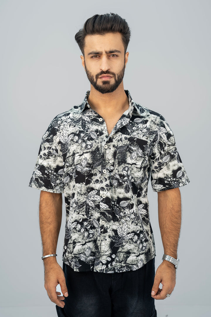 Leaf Black Half Shirt HS-2634 SPLAYD