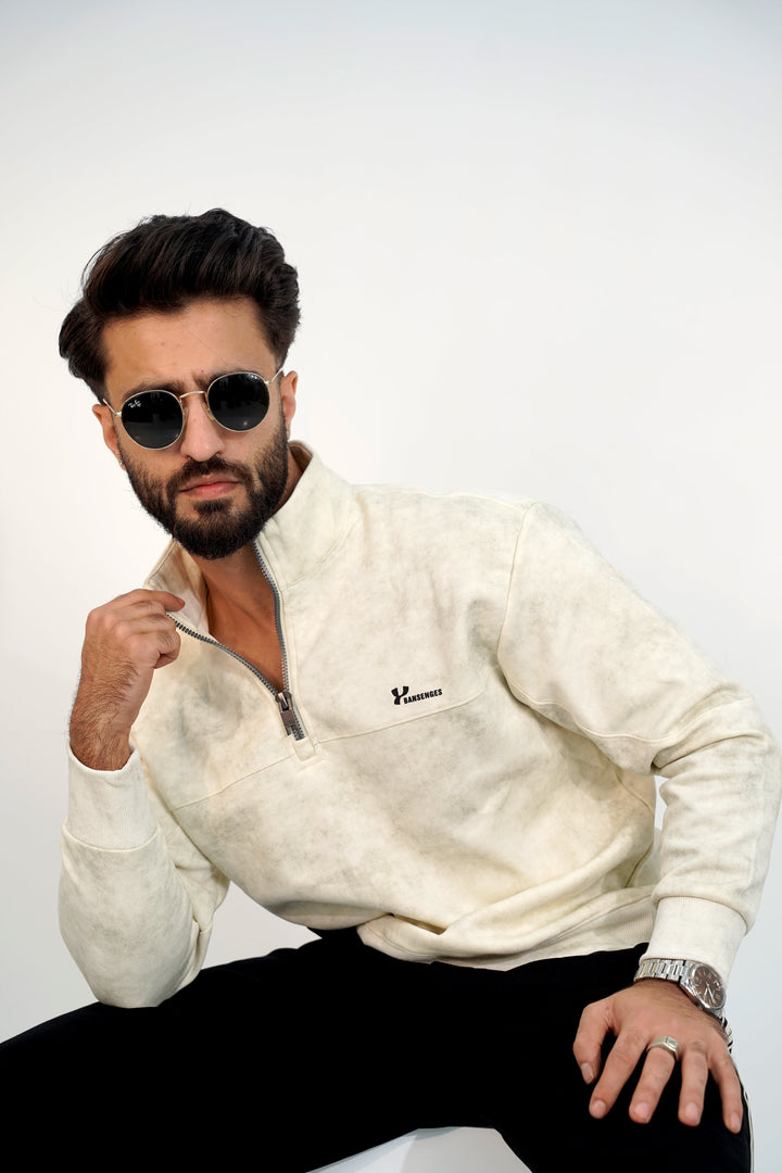 Banse White Zip Sweatshirt SS-3311 SPLAYD