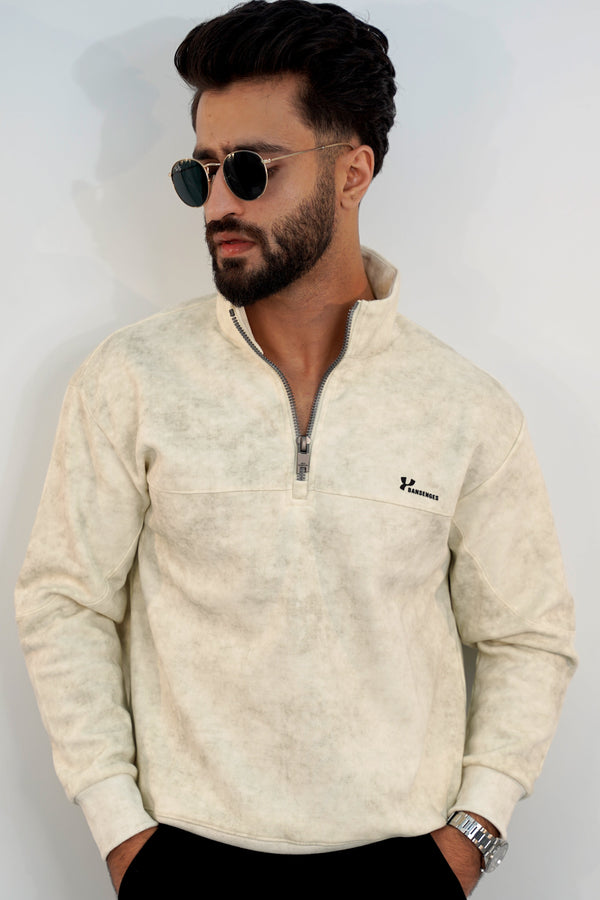 Banse White Zip Sweatshirt SS-3311 SPLAYD