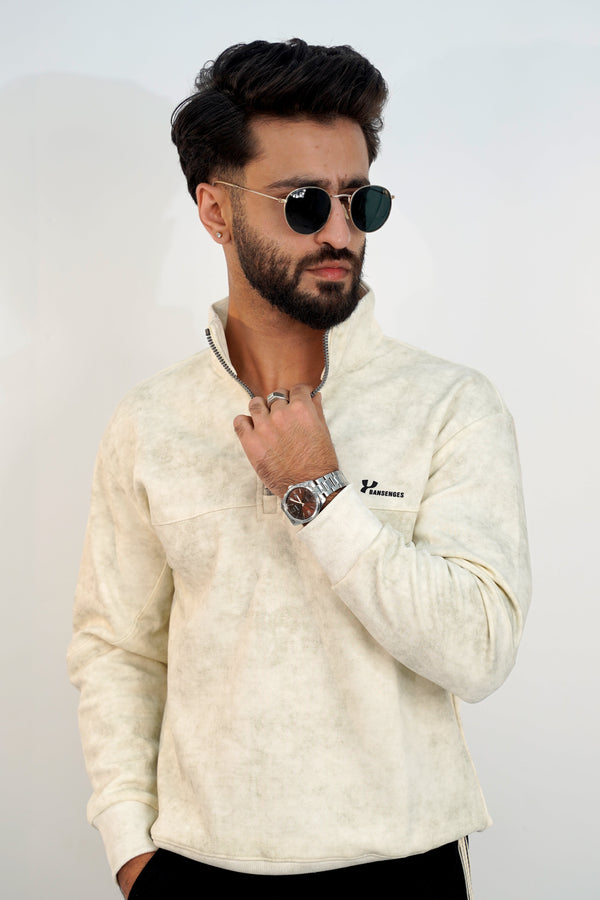 Banse White Zip Sweatshirt SS-3311 SPLAYD