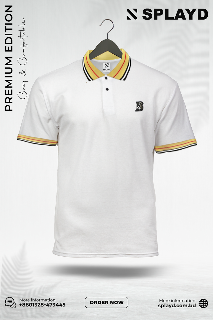 Beatific Button White Polo Shirt PS-0327 SPLAYD