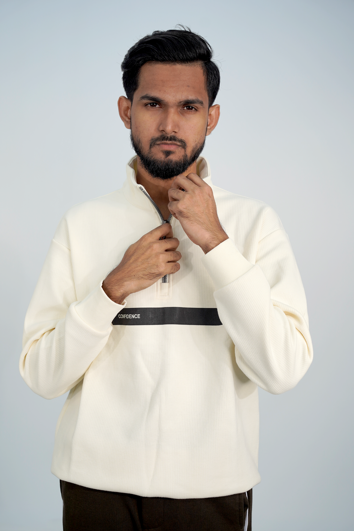 Confi White Zip Sweatshirt SS-3305 SPLAYD