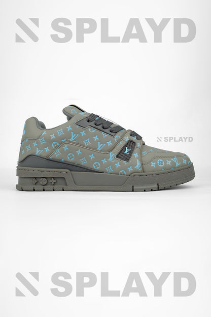 LV Trainer #54 Embossed Gray Blue