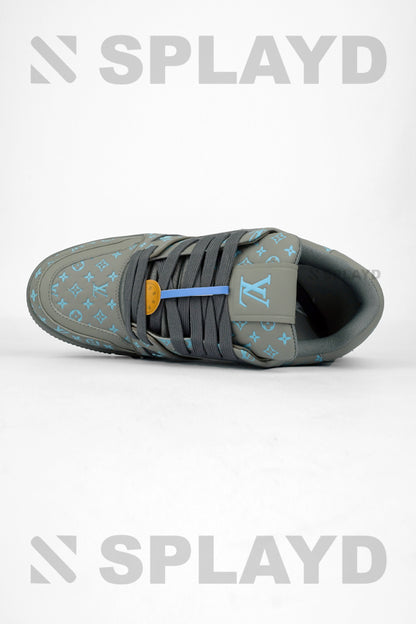 LV Trainer #54 Embossed Gray Blue