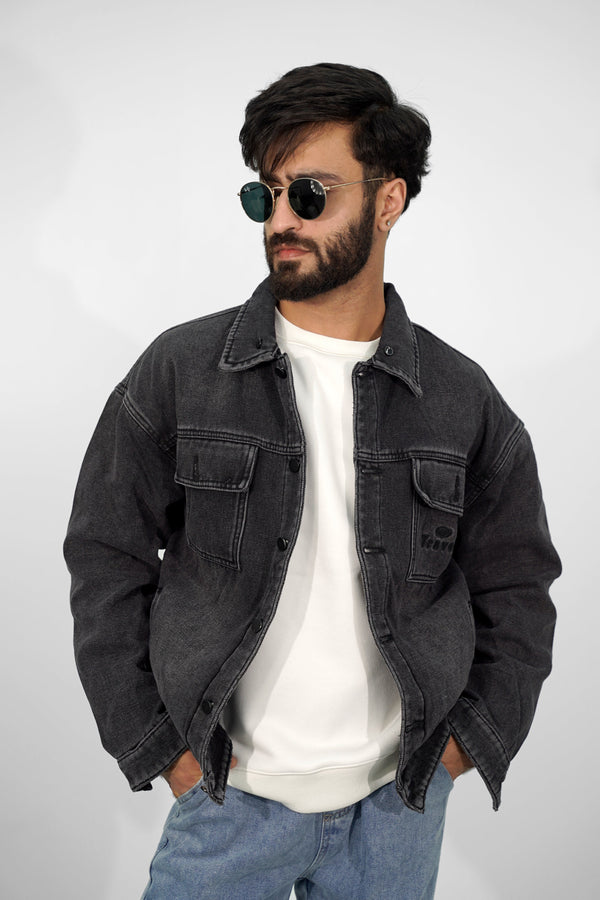 Denim Black Hoodie Jacket DJ-3062 SPLAYD