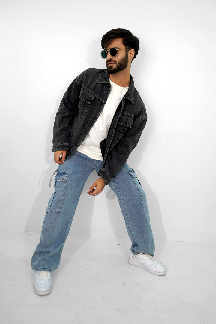 Denim Black Hoodie Jacket DJ-3062 SPLAYD