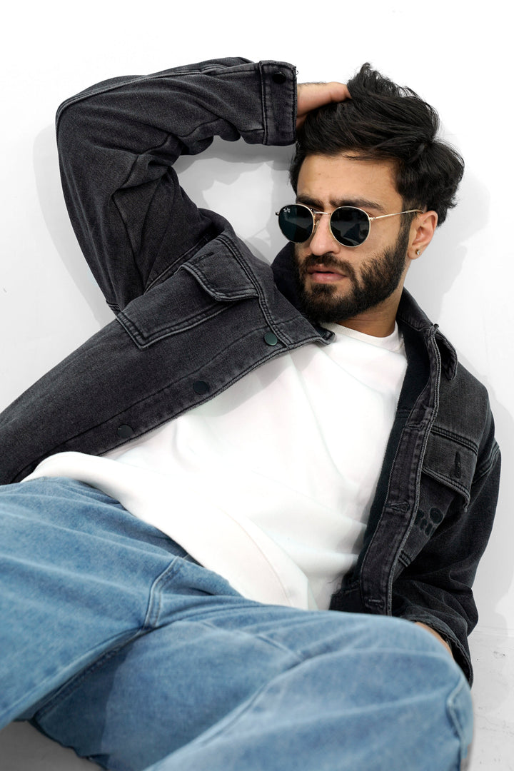 Denim Black Hoodie Jacket DJ-3062 SPLAYD