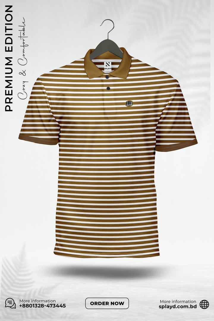 Dhill Stripped Brown Polo Shirt PS-0348 SPLAYD