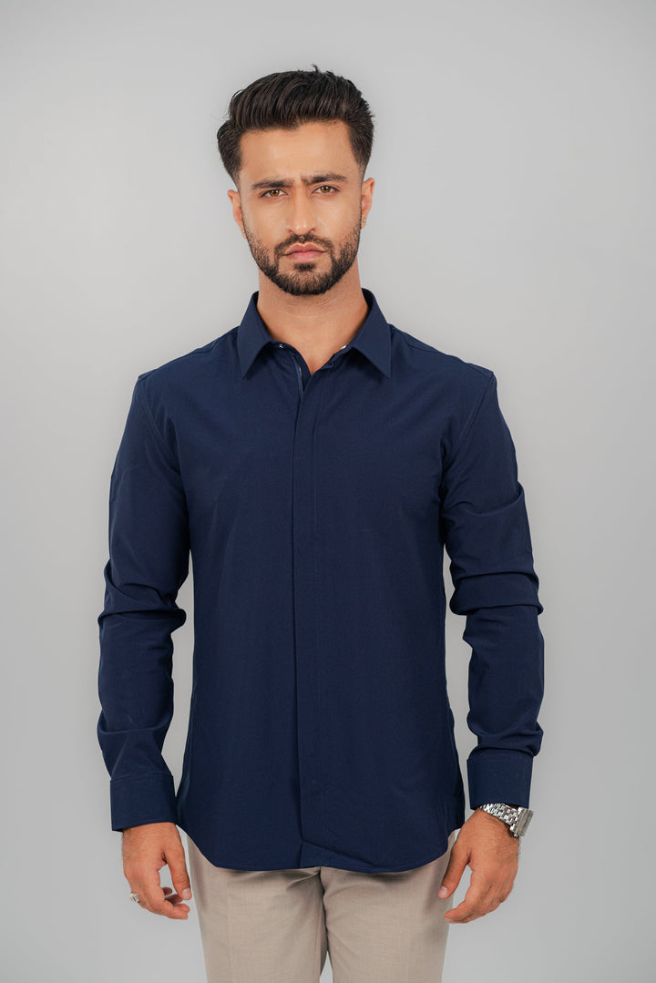 Formal Zip Blue Shirt FS-2445 Splayd