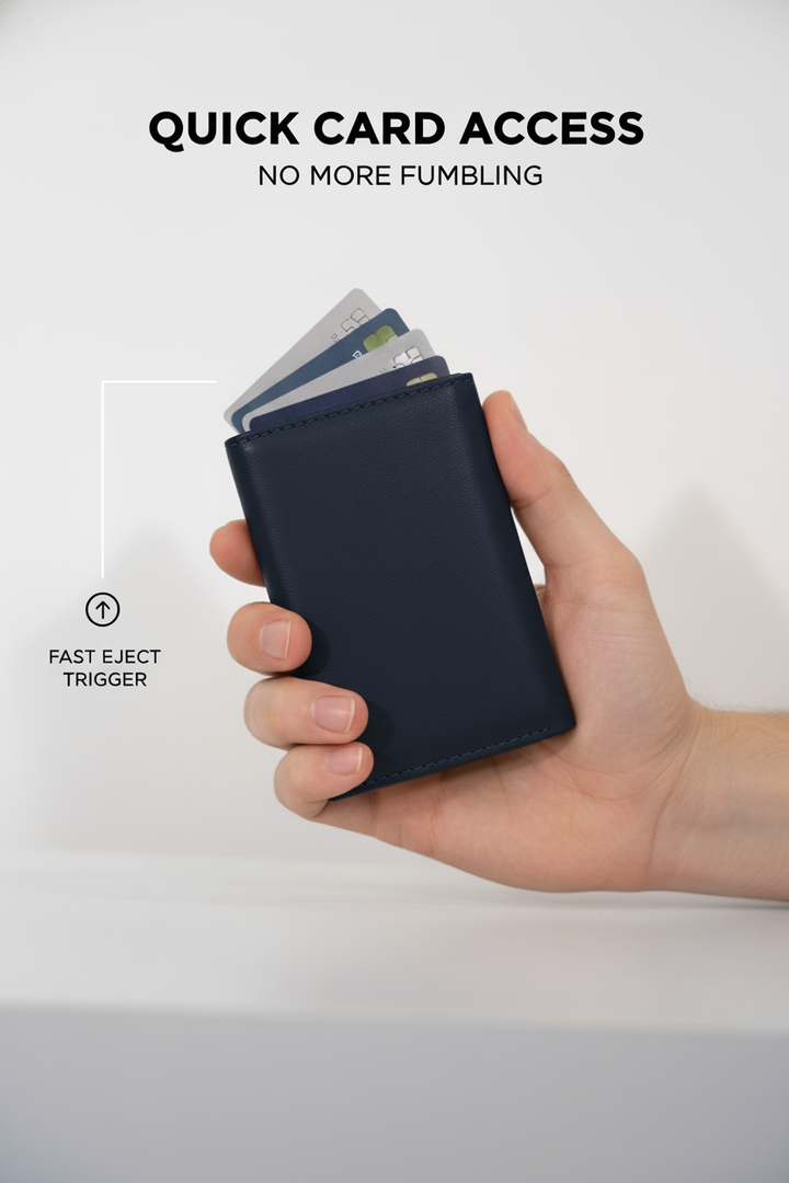 Pop Up Blue Leather Wallet PW-00130 SPLAYD