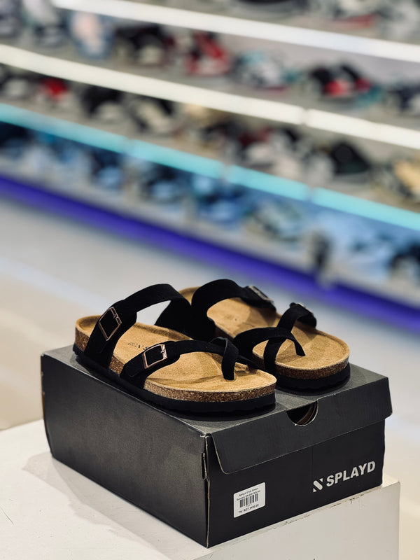 Splayd Cork Black Sandals SS-00510 Splayd